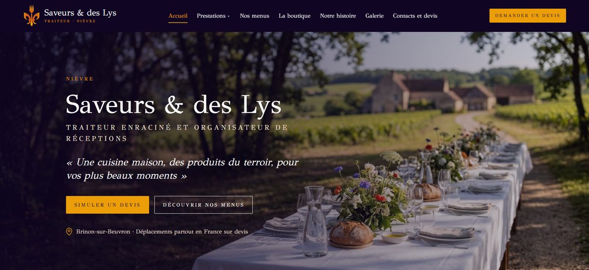 Saveurs & des Lys, site de traiteur et organisateur de réceptions